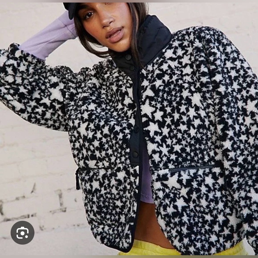 Free People Movement Hit The Slopes Printed Fleece Jacket- Star Print